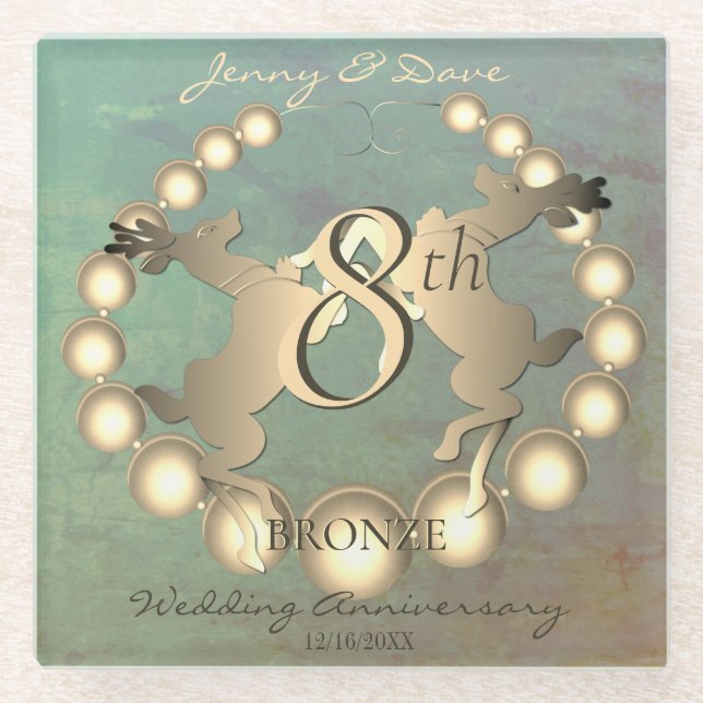 Posavasos De Vidrio 8.º Boda de bronce (Anverso)