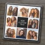 Posavasos De Vidrio 8 Collage de fotos - blanco negro - Personalizado<br><div class="desc">Puedes usar fotos de Instagram para este diseño. Utiliza 8 fotos cuadradas para crear un regalo único y personal. Si necesita ajustar las imágenes,  haga clic en la herramienta personalizar para realizar cambios.</div>