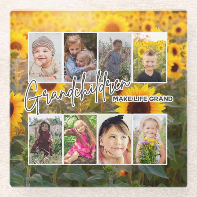 Posavasos De Vidrio 8 Foto "Los abuelos hacen la vida grande" (Anverso)