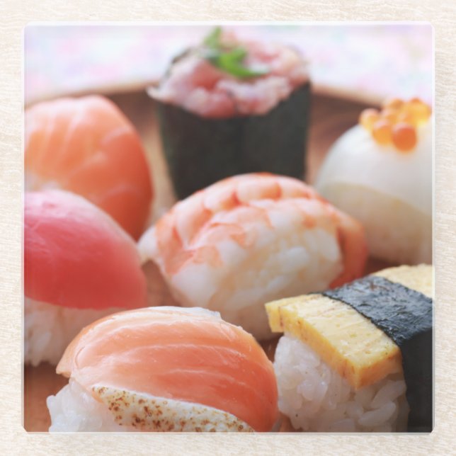 Posavasos De Vidrio A cute and round temari sushi holiday (Anverso)
