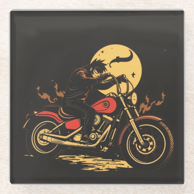 Posavasos De Vidrio a motorbiker glass coaster (Anverso)