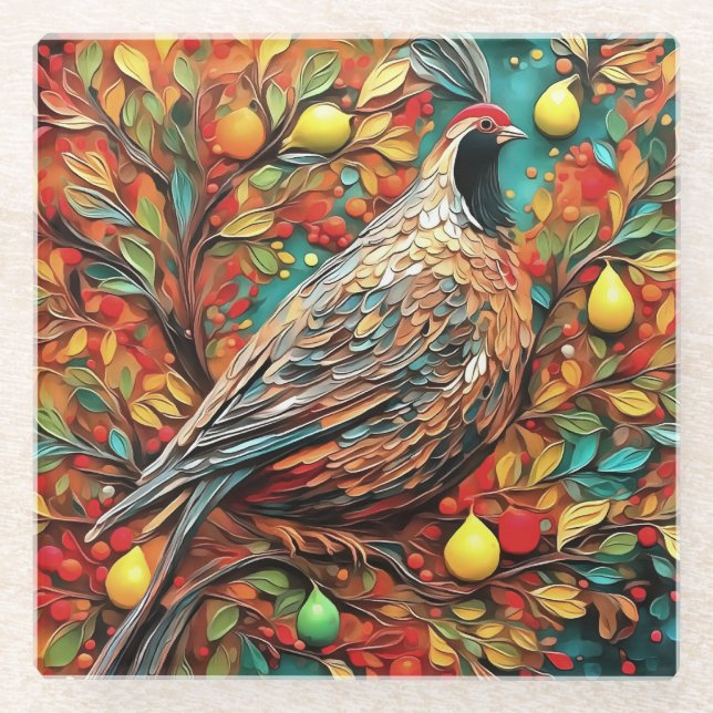 Posavasos De Vidrio A Partridge In A Pear Tree (Anverso)