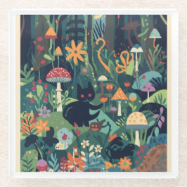 Posavasos De Vidrio A woodland scene coaster