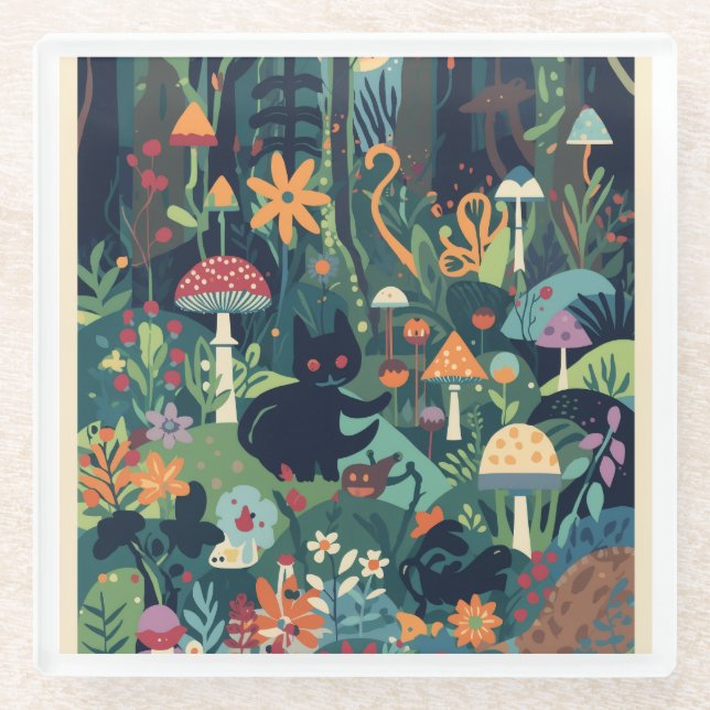 Posavasos De Vidrio A woodland scene coaster (Anverso)