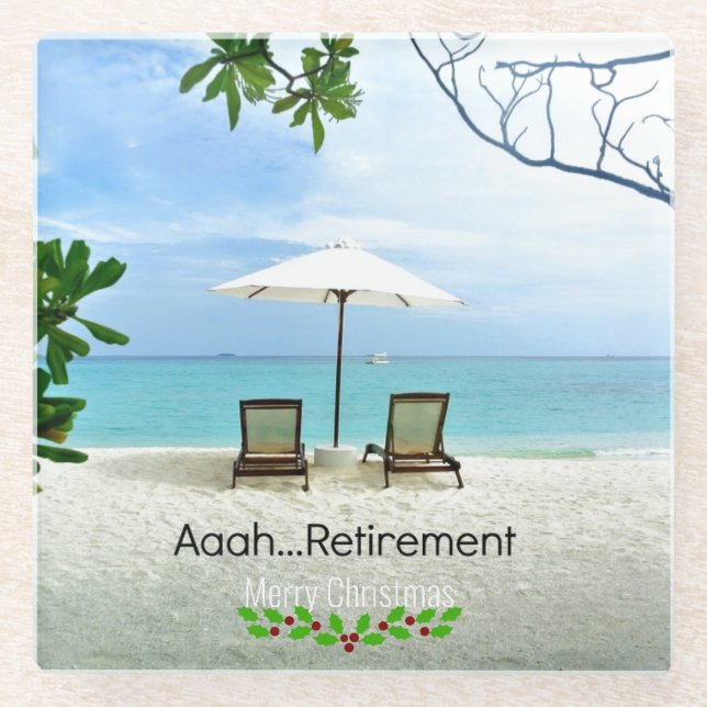 Posavasos De Vidrio Aaah... retiro. Feliz Navidad, (Anverso)