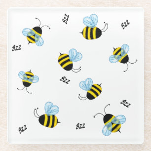 Posavasos De Vidrio Abejas ocupadas y bulliciosas abejas de miel