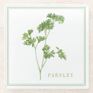 Posavasos De Vidrio Abertura de bebida de vidrio FRESH PARSLEY (+texto