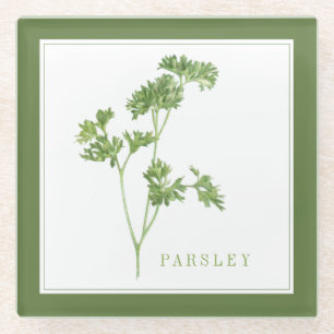 Posavasos De Vidrio Abertura de bebida de vidrio FRESH PARSLEY (+texto