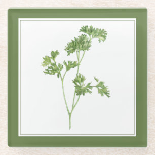 Posavasos De Vidrio Abertura de bebida de vidrio FRESH PARSLEY (-texto