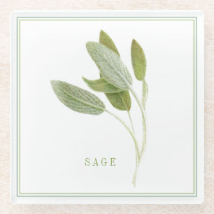 Posavasos De Vidrio Abertura de bebida de vidrio FRESH SAGE (+texto)