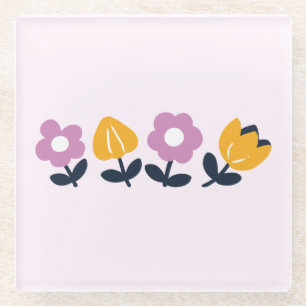 Posavasos De Vidrio Abrazos de abril y nariz húmeda - Parte floral
