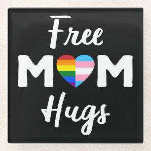 Posavasos De Vidrio Abrazos Gratis de Mamá II - Orgullo Gay Trans Lluv