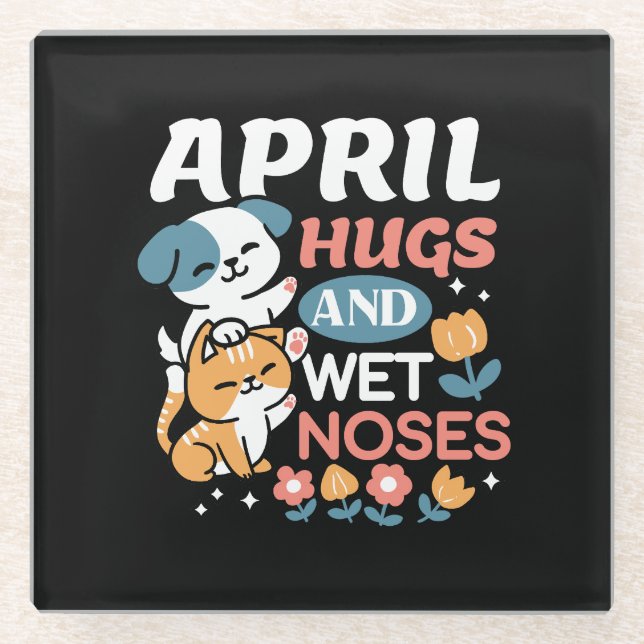 Posavasos De Vidrio Abrazos, narices húmedas y vibraciones de primaver (Anverso)