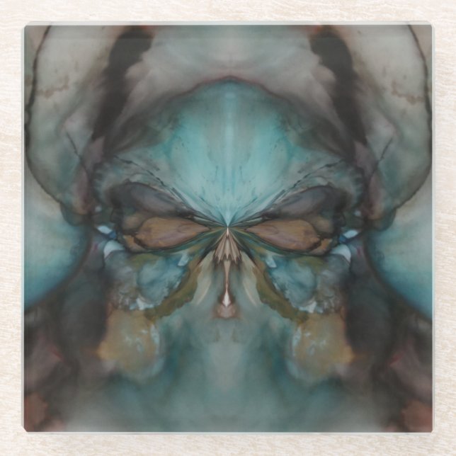 Posavasos De Vidrio Abstract Design Scary Viking Mask (Anverso)