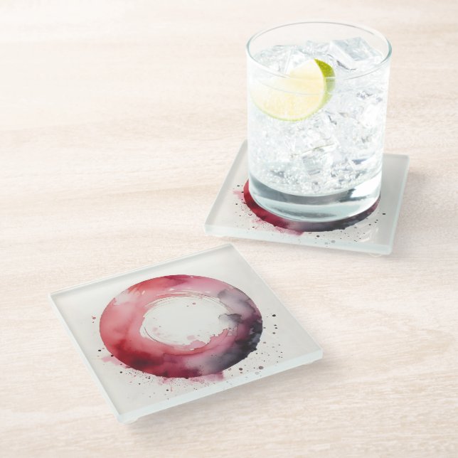 Posavasos De Vidrio abstract watercolor ring  (Angular)