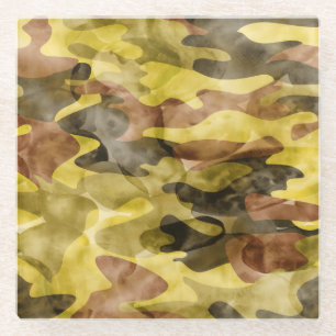 Posavasos De Vidrio Abstracto acuarela: tinte de tie de camuflaje
