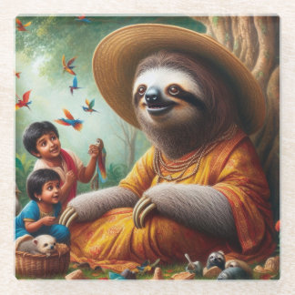 Posavasos De Vidrio Abuela Sloth