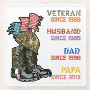 Posavasos De Vidrio Abuelo Padre Marido Hijo Abuelo Regalo Familiar