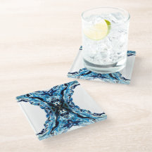 Abyss Abstract Navy Blue Gold White Fluid Art