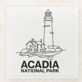 Posavasos De Vidrio Acadia National Park Lighthouse Line Art
