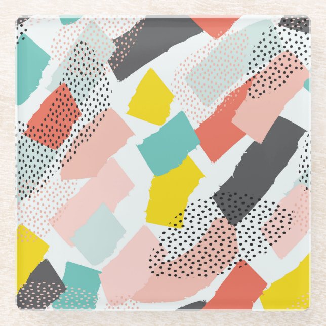 Posavasos De Vidrio Acariciaciones de cepillo de Memphis: patrón vinta (Anverso)