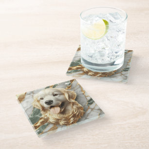 Posavasos De Vidrio Acento de mármol de recuperación de oro intemporal