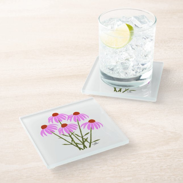 Posavasos De Vidrio Acentos de Centaurea (Angular)