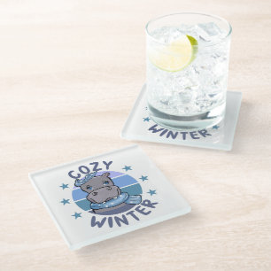 Posavasos De Vidrio Acogedor animal de invierno