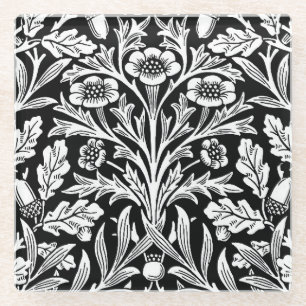 Posavasos De Vidrio Acornos de espejos y robles dejan negro y blanco