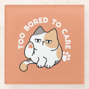 Posavasos De Vidrio Actitud de Gato Perezoso – Demasiado Aburrido para
