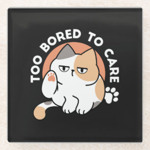 Posavasos De Vidrio Actitud de Gato Perezoso – Demasiado Aburrido para