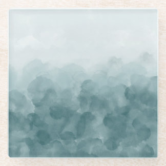 Posavasos De Vidrio Acuarela azul verde azulada tropical