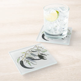 Posavasos De Vidrio acuarela de hojas de goma verde pálido