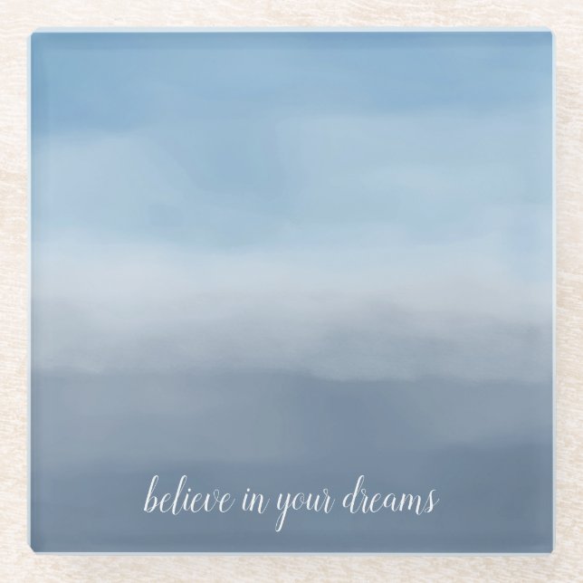 Posavasos De Vidrio Acuarela de naranja azul ahumado (Anverso)