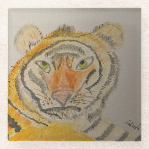 Posavasos De Vidrio Acuarela de tigre