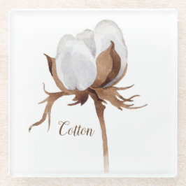 Posavasos De Vidrio Acuarela Flor de Algodón