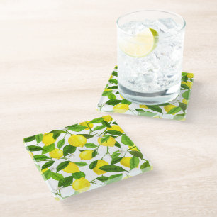 Posavasos De Vidrio Acuarela Limón