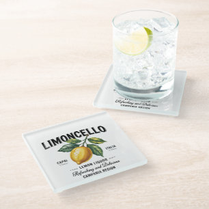 Posavasos De Vidrio Acuarela Limoncello Lemon Liqueur Italia