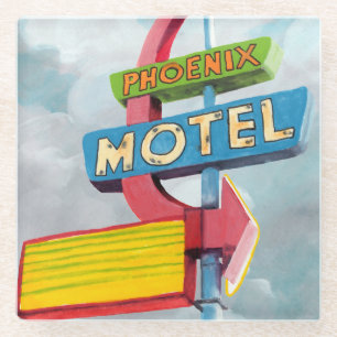 Posavasos De Vidrio Acuarela Phoenix Motel