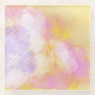 Posavasos De Vidrio Acuarelas abstractas - fondo anaranjado