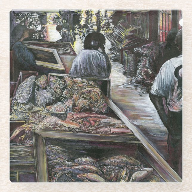 Posavasos De Vidrio Acuático, pero besado con viento del desierto, Jer (Anverso)