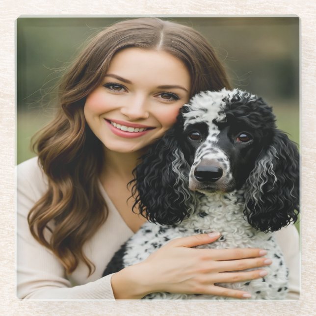 Posavasos De Vidrio Add Poddle Photo Personalize Customize (Anverso)