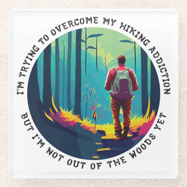 Posavasos De Vidrio Adicción al senderismo (Anverso)
