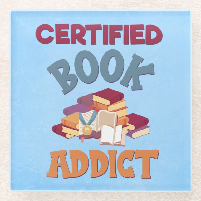 Posavasos De Vidrio Adicto certificado al libro (Anverso)