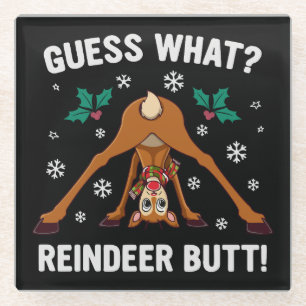 Posavasos De Vidrio Adivina Qué Chiste De Navidad De Trasero De Reno