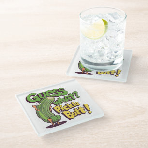 Posavasos De Vidrio ¡Adivina qué_ Trasero de Pepino! Pepino Divertido