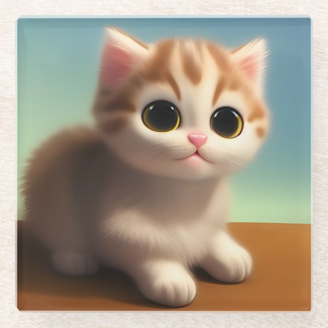Posavasos De Vidrio Adorable Kitten (Anverso)