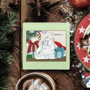 Posavasos De Vidrio Adornos divertidos de gato blanco para árbol de Na
