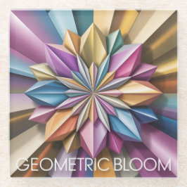 Posavasos De Vidrio Aesthetic Metallic Polygonal Flower Glass Coaster