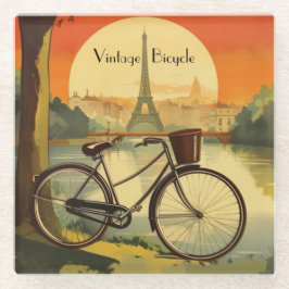 Posavasos De Vidrio Afiche de viajes en bicicleta, personalizable de P